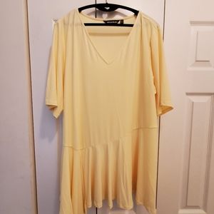 Nina Leonard Yellow Peplum Top NWOT
